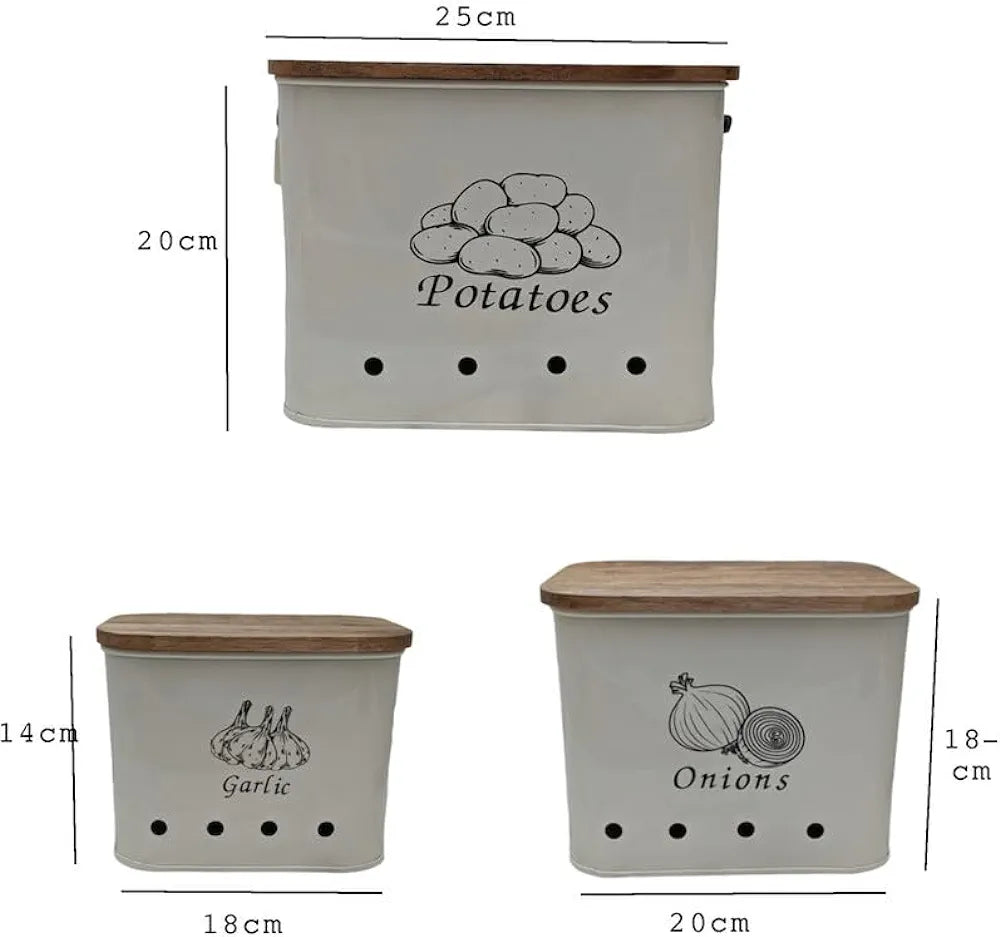 Potato,Onion,Garlic Container(Set of 3)