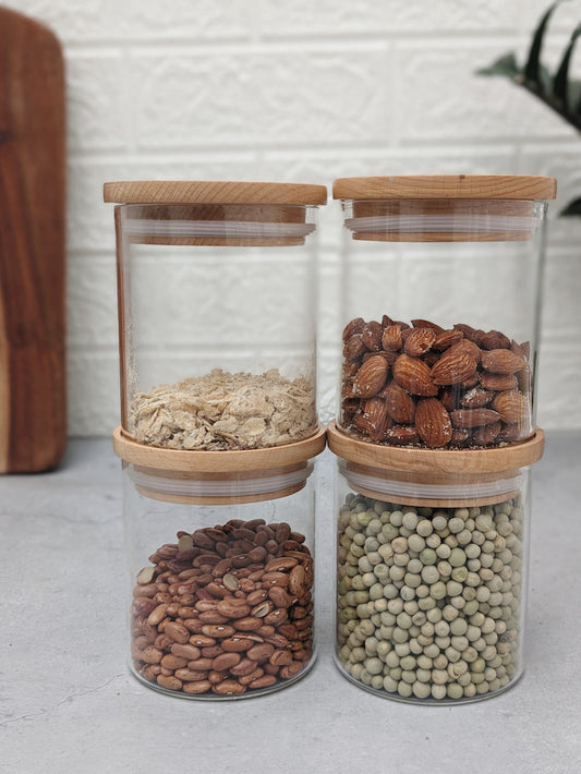 Stackable Borosilicate Glass Jars(Set of 4)