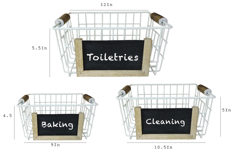 Kitchen Organiser Bins (Set of 3)- White