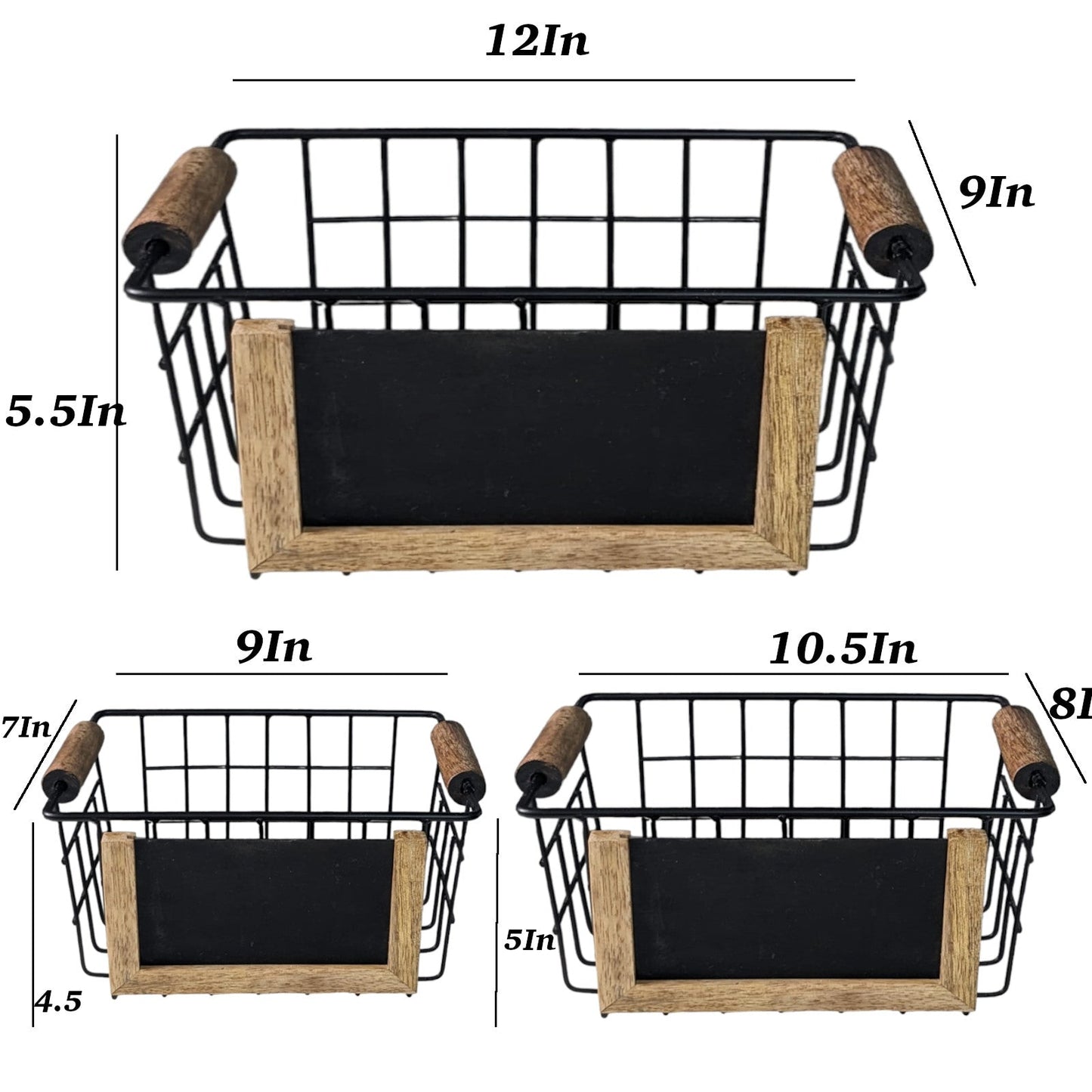 Kitchen Organiser Bins (Set of 3)- Black