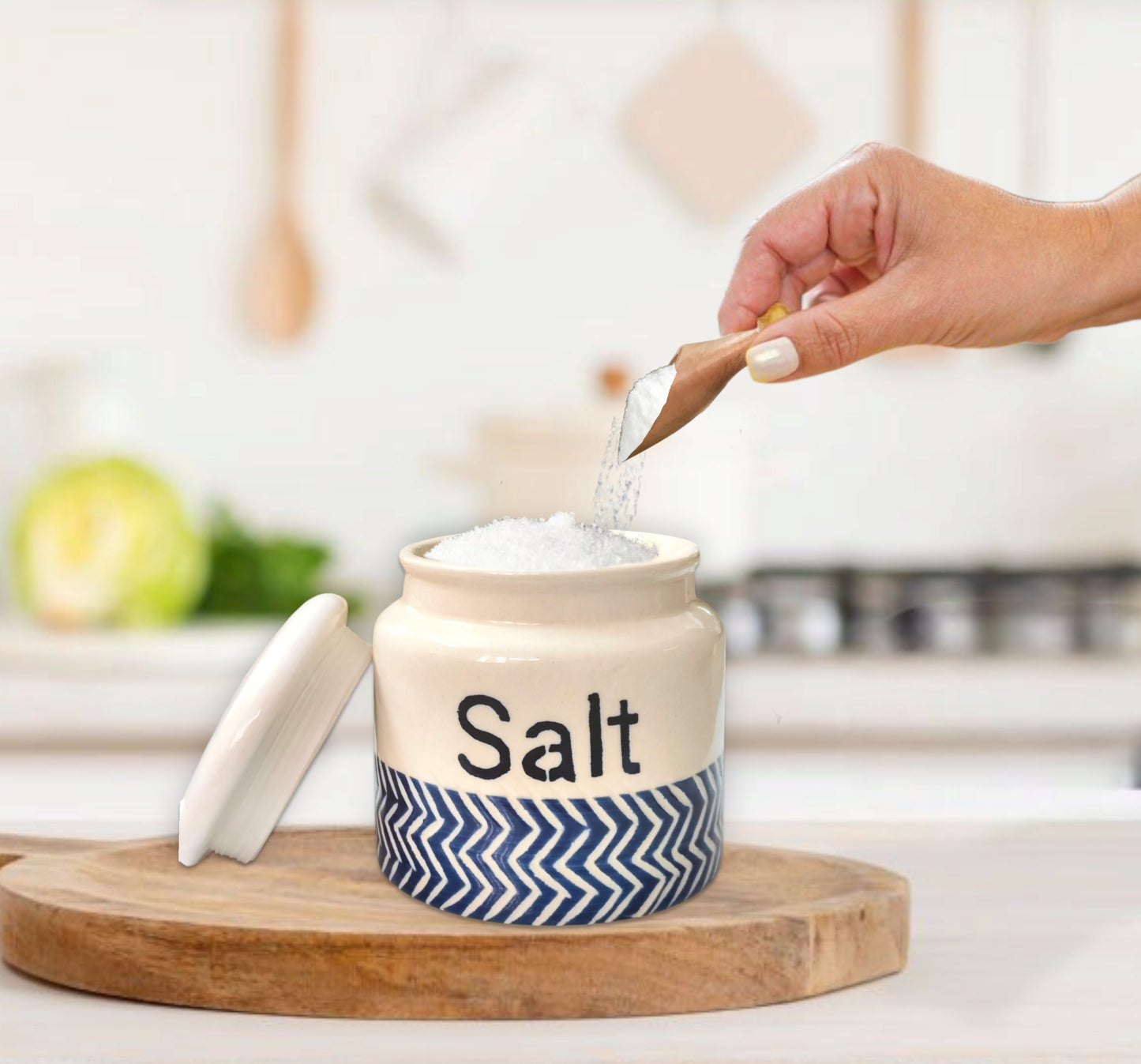 Ceramic Salt Jar (500ml) with Spoon