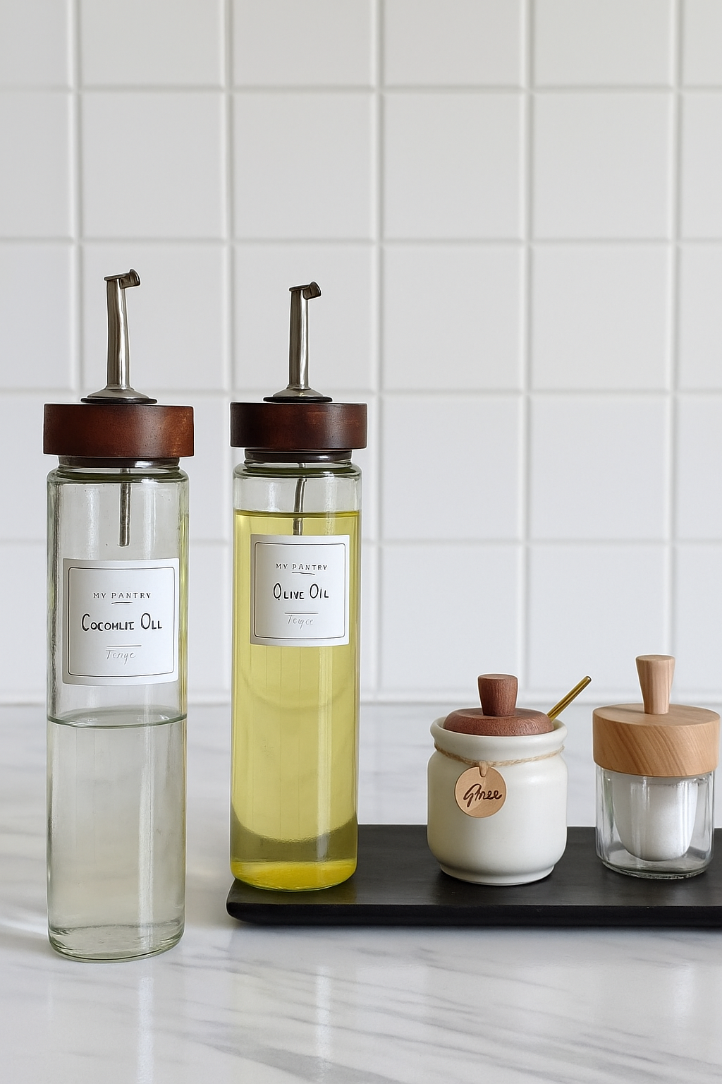 500ml Oil Dispenser with Wooden lid(Set of 2)