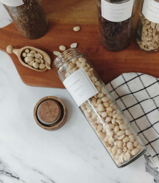 450ml Long Bamboo Glass Jars with Wooden Lid(Set of 4)
