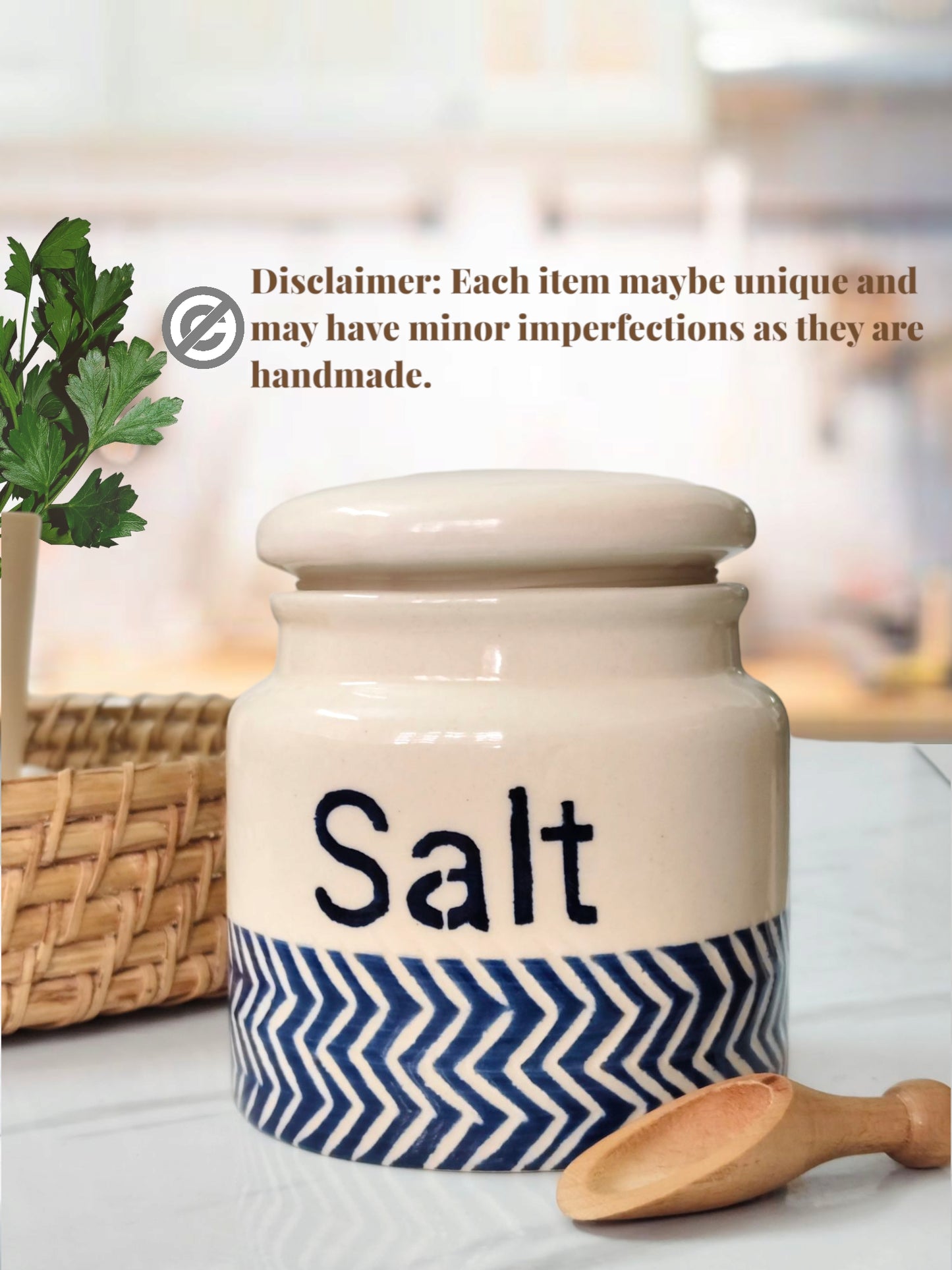 Ceramic Salt Jar (500ml) with Spoon