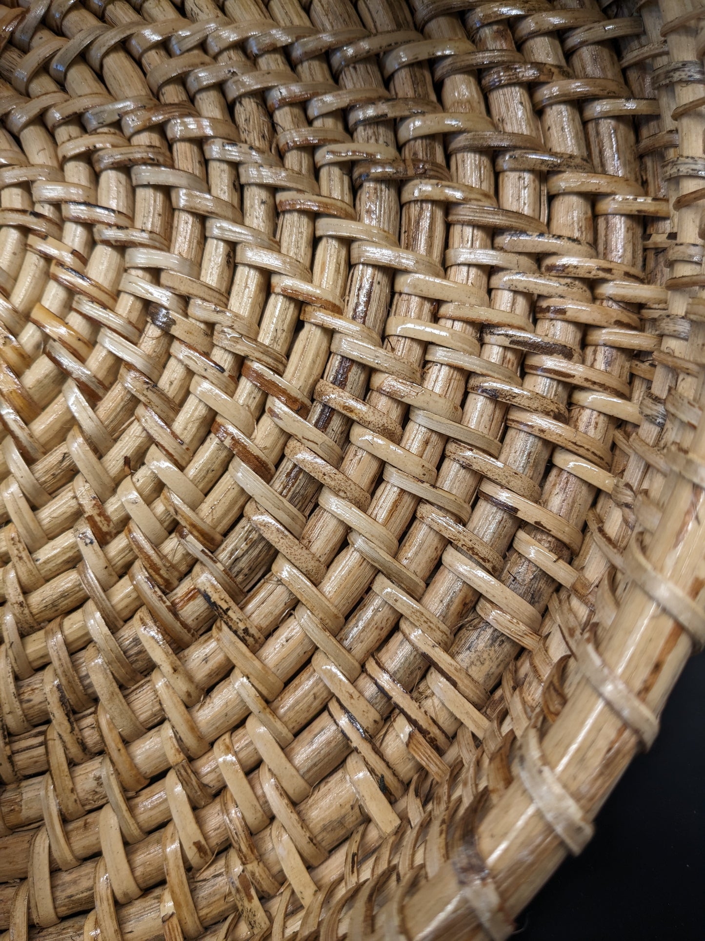 Cane Round Tray with Handles 12Inch