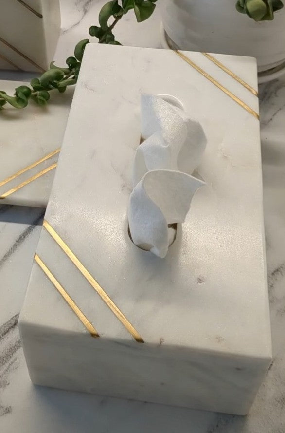 Marble Tissue box (White)