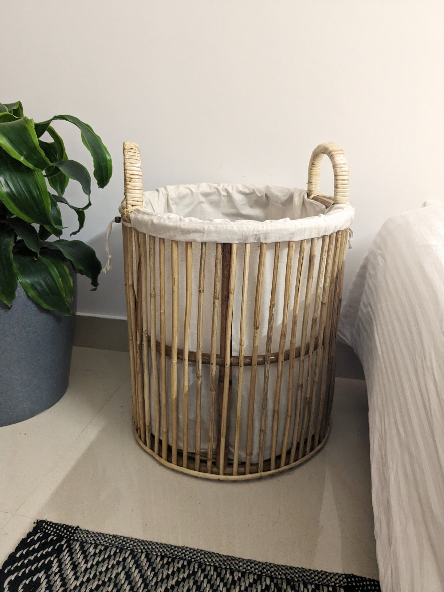 Cane Laundry Bin with Cotton Liner