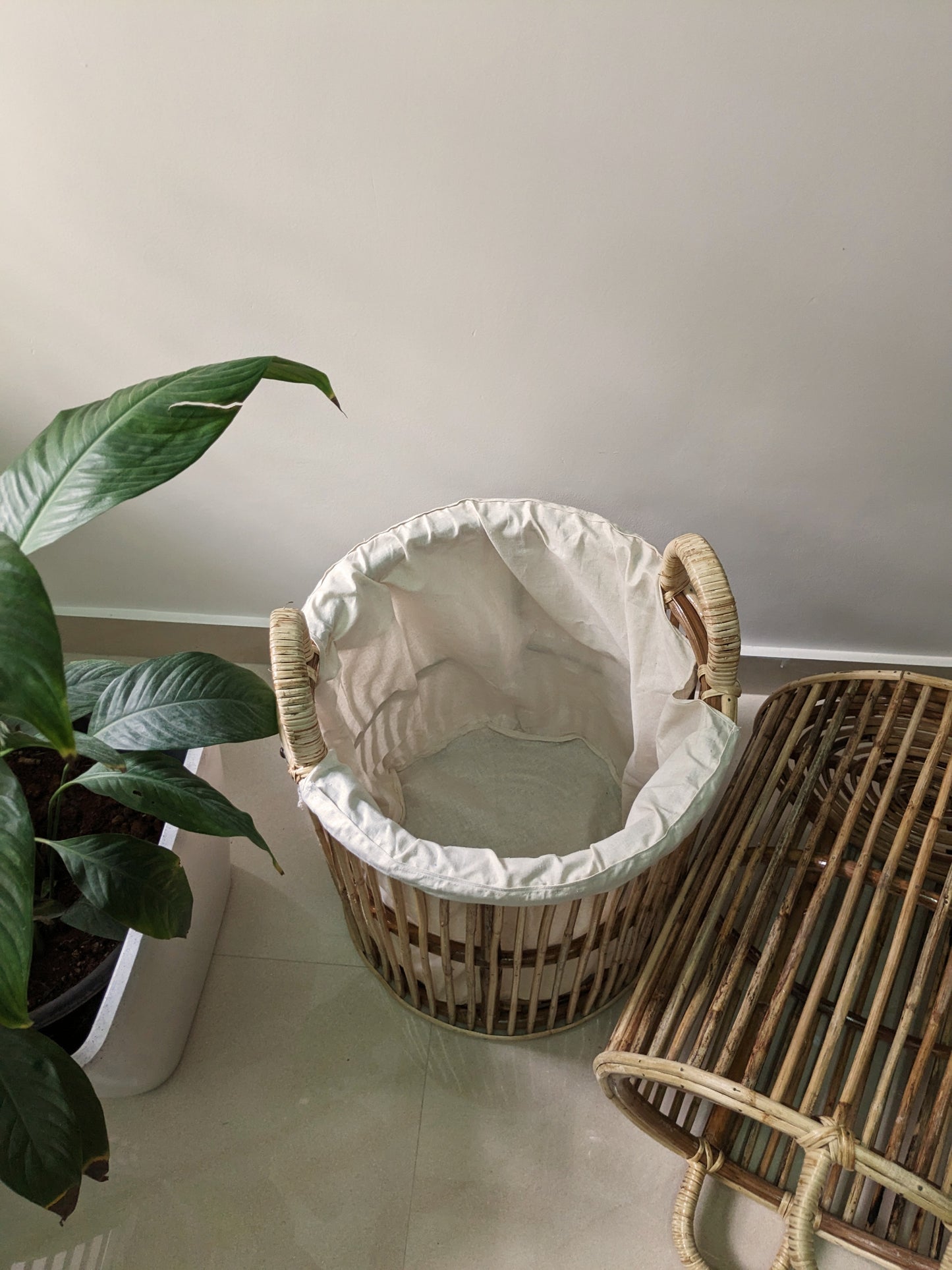 Cane Laundry Bin with Cotton Liner