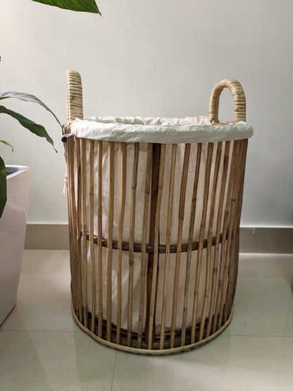 Cane Laundry Bin with Cotton Liner