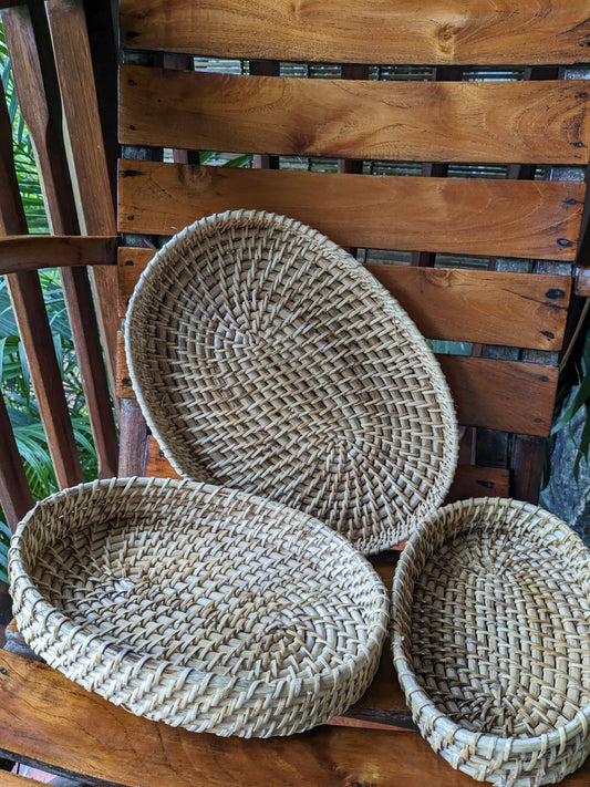 Cane Oval Tray(Set of 3)