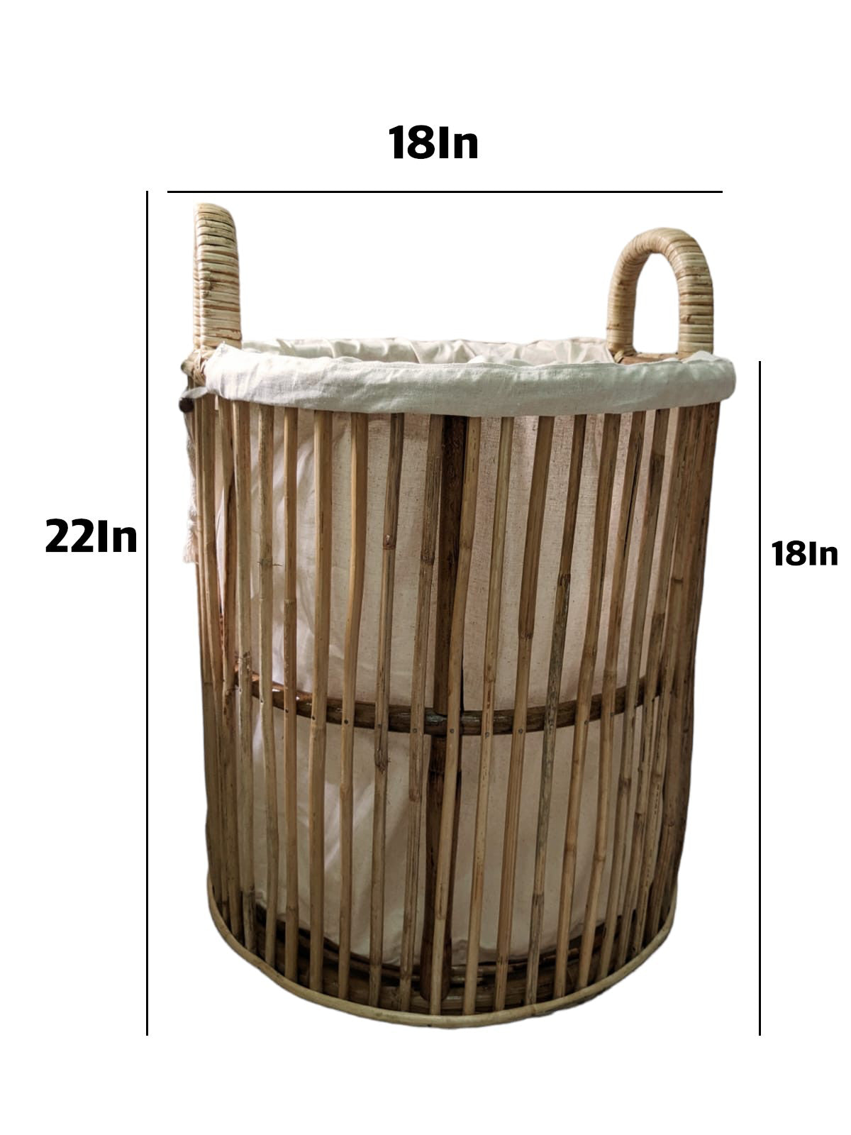 Cane Laundry Bin with Cotton Liner