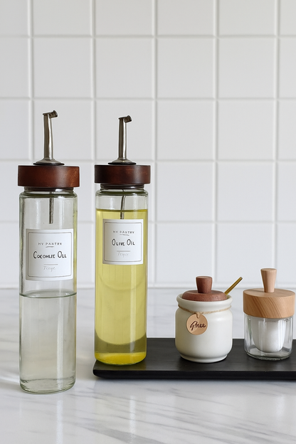 500ml Oil Dispenser with Wooden lid(Set of 2)