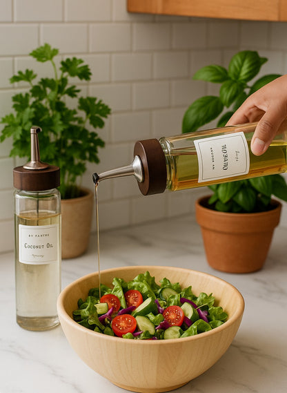 500ml Oil Dispenser with Wooden lid(Set of 2)