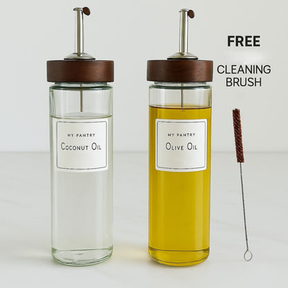 500ml Oil Dispenser with Wooden lid(Set of 2)