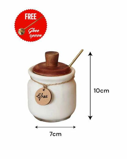 Mini Ghee Jar with Wooden Oil Spreader for Dosa Pan