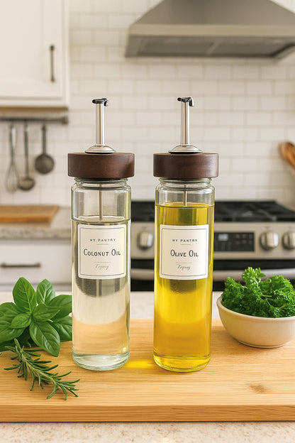 500ml Oil Dispenser with Wooden lid(Set of 2)